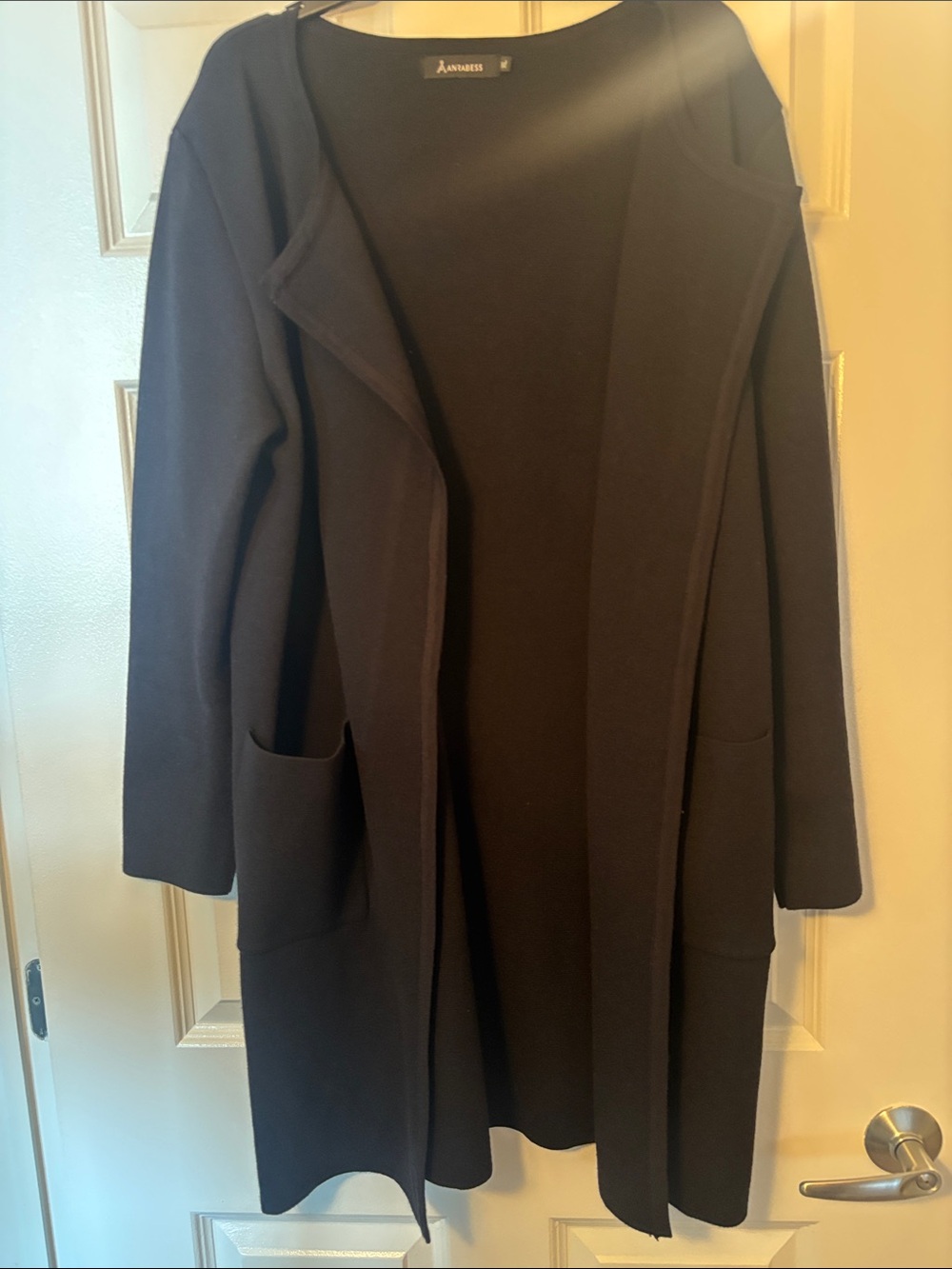 Women's Black Open-Front Cardigan Long